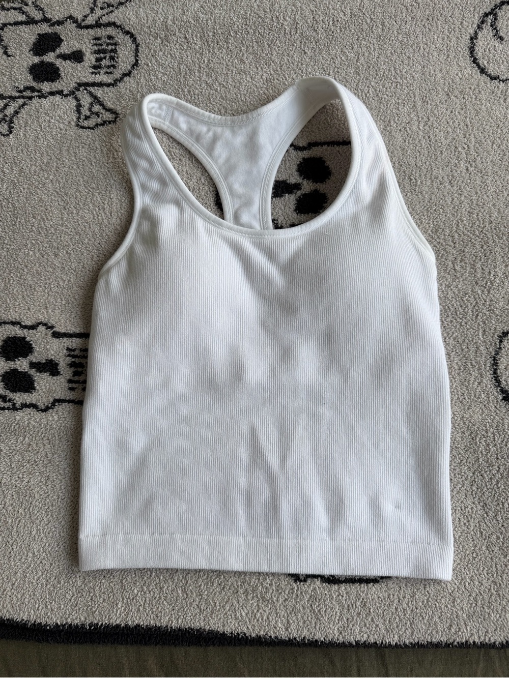 White Ribbed Racerback Tank Top